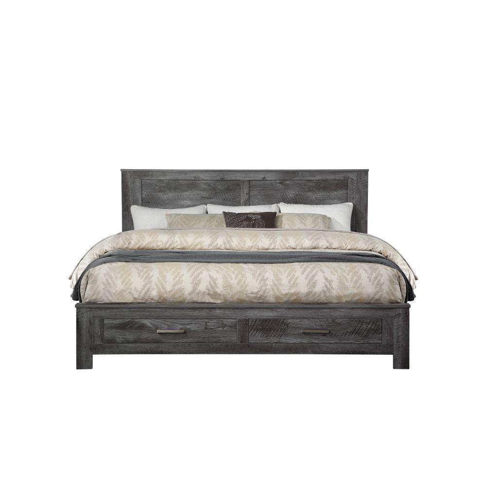 ACME Vidalia Queen Bed w/Storage, Rustic Gray Oak FredCo