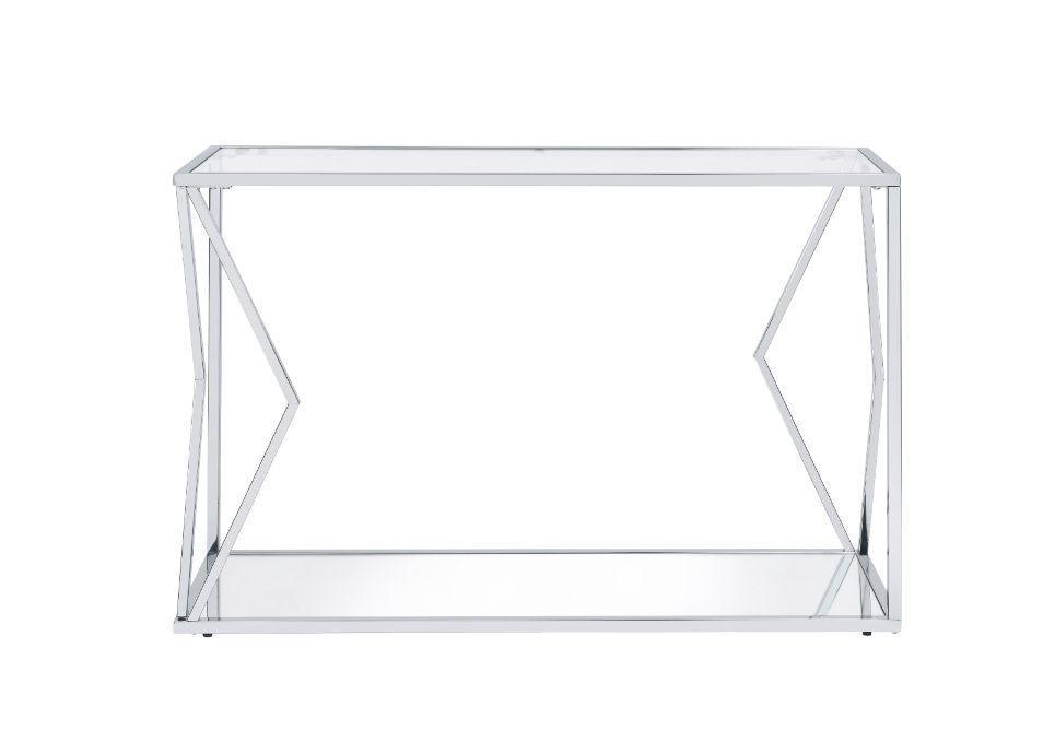 ACME Virtue Sofa Table, Clear Glass & Chrome Finish FredCo