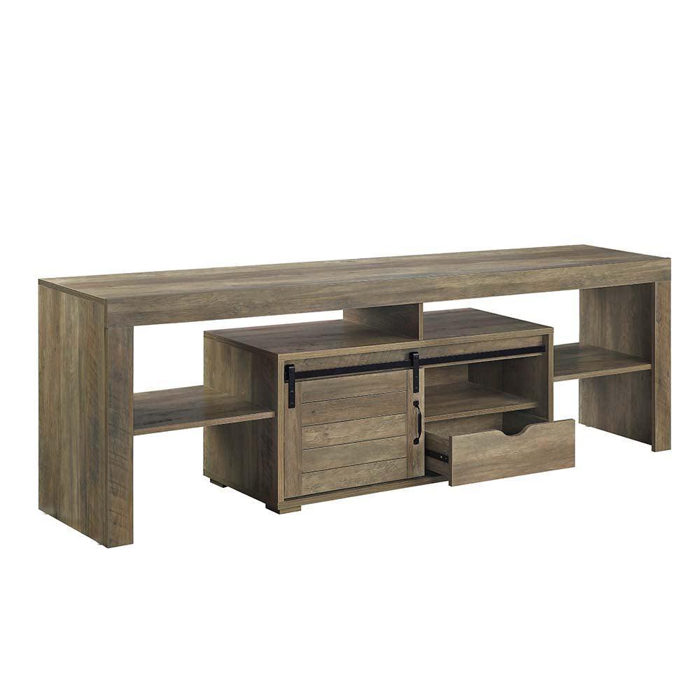 ACME Wasim TV Stand, Rustic Oak Finish FredCo