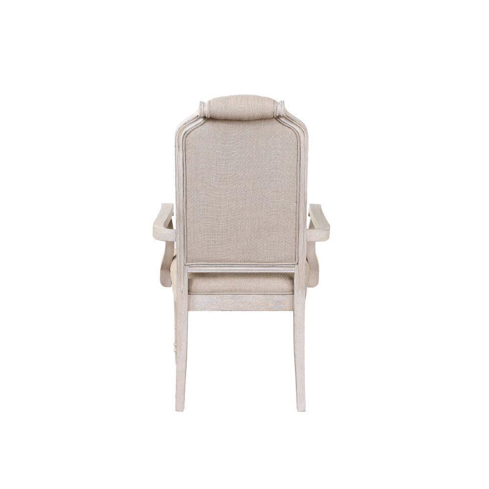 ACME Wynsor Arm Chair (Set-2), Fabric & Antique Champagne FredCo