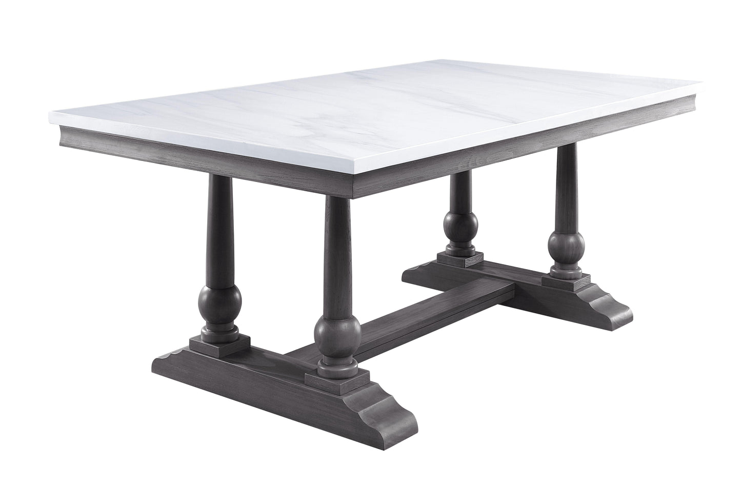 ACME Yabeina Dining Table , Marble Top & Gray Oak Finish FredCo