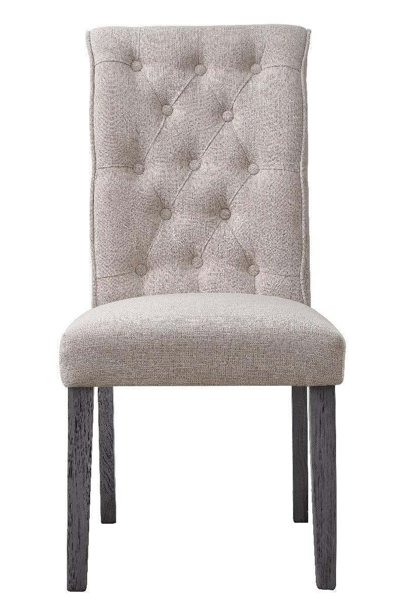 ACME Yabeina Side Chair (Set-2), Beige Linen & Gray Finish FredCo