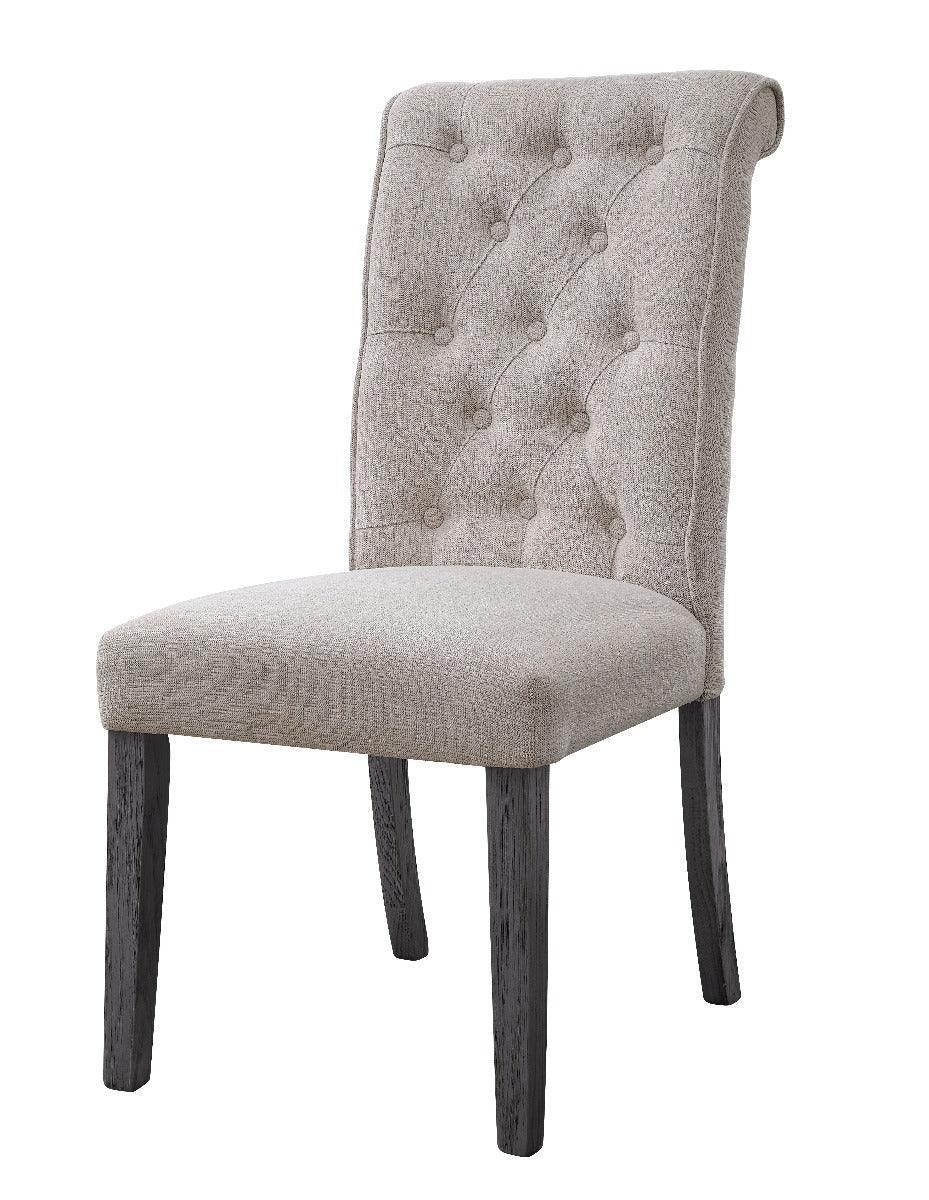 ACME Yabeina Side Chair (Set-2), Beige Linen & Gray Finish FredCo