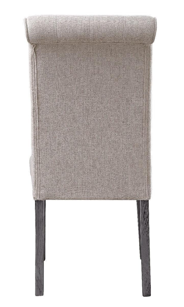 ACME Yabeina Side Chair (Set-2), Beige Linen & Gray Finish FredCo
