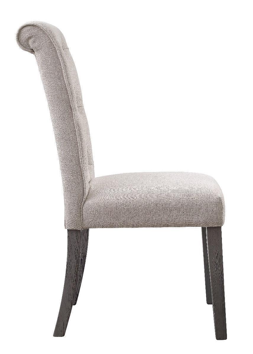 ACME Yabeina Side Chair (Set-2), Beige Linen & Gray Finish FredCo