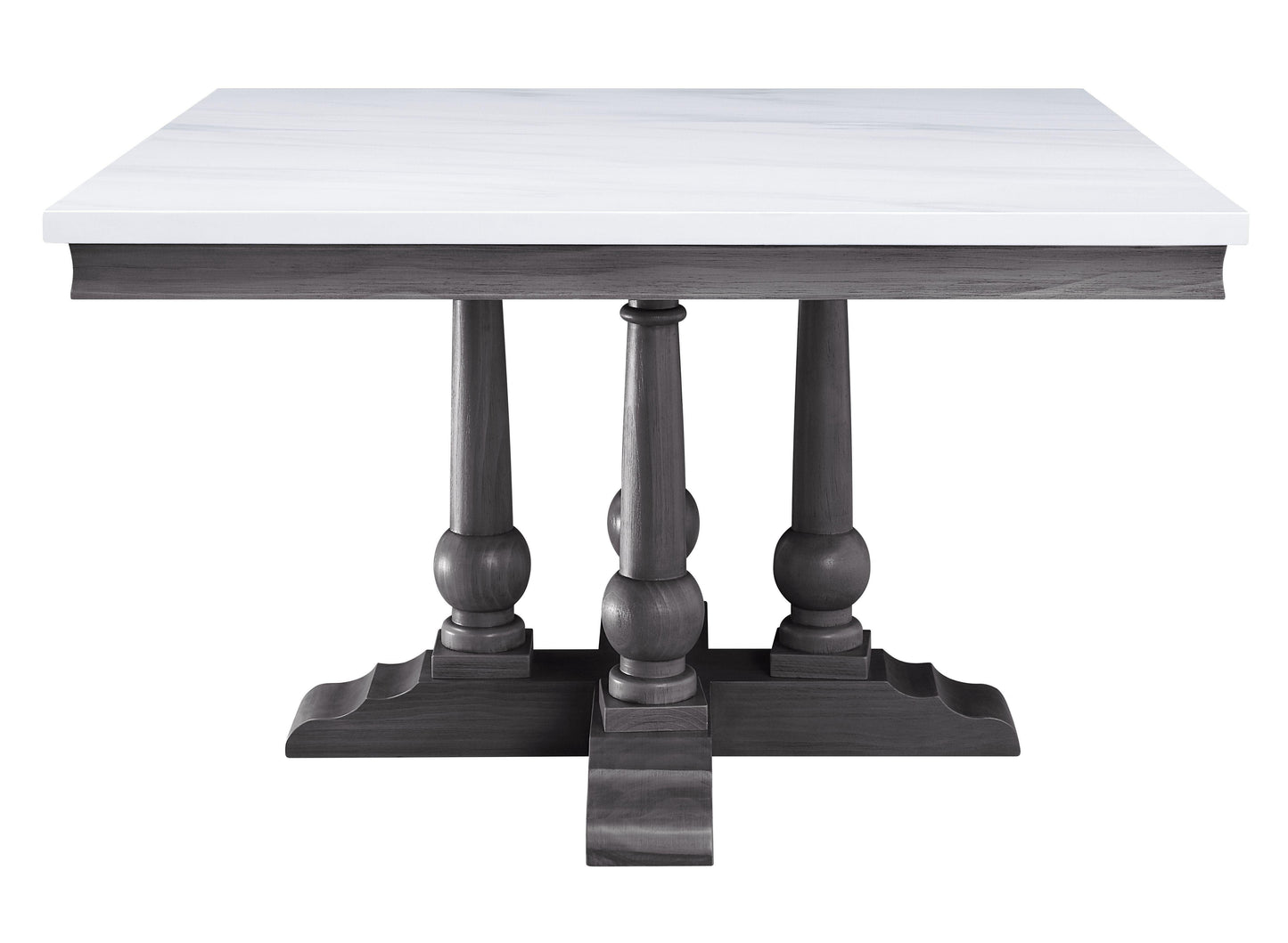 ACME Yabeina Square Dining Table , Marble Top & Gray Oak Finish FredCo