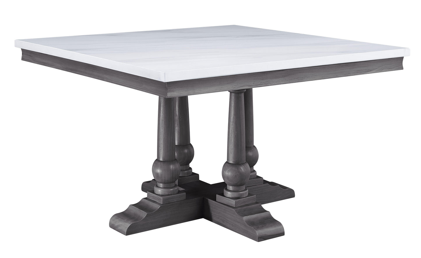 ACME Yabeina Square Dining Table , Marble Top & Gray Oak Finish FredCo