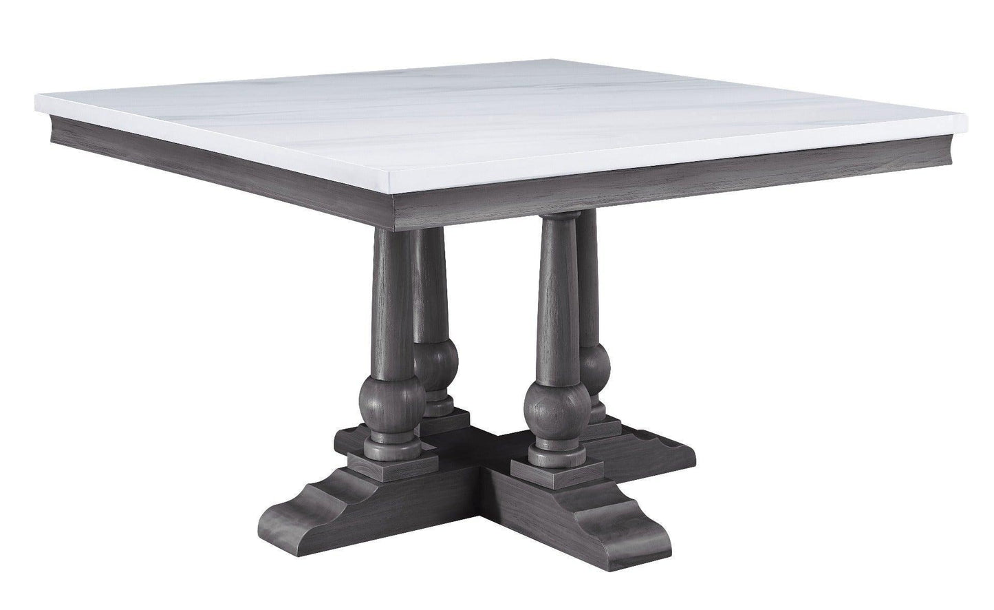 ACME Yabeina Square Dining Table , Marble Top & Gray Oak Finish FredCo