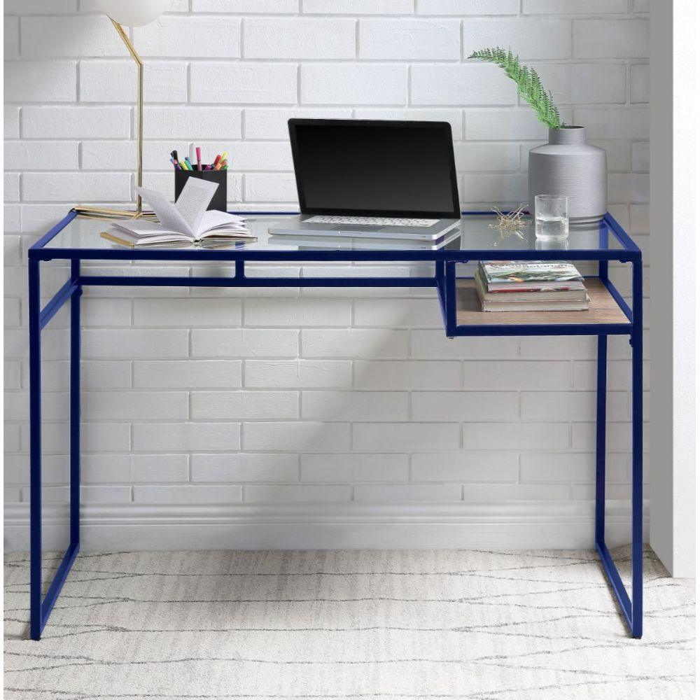 ACME Yasin Writing Desk, Blue & Glass FredCo