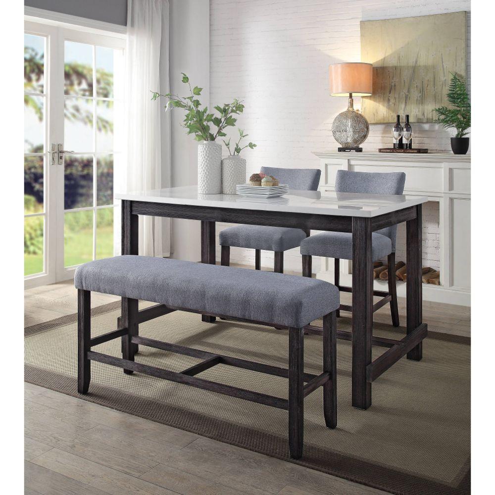 ACME Yelena Counter Height Chair (Set-2), Fabric & Weathered Espresso FredCo