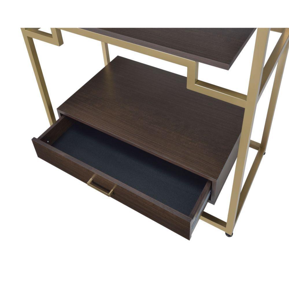 ACME Yumia Bookshelf, Gold & Clear Glass 92787 FredCo