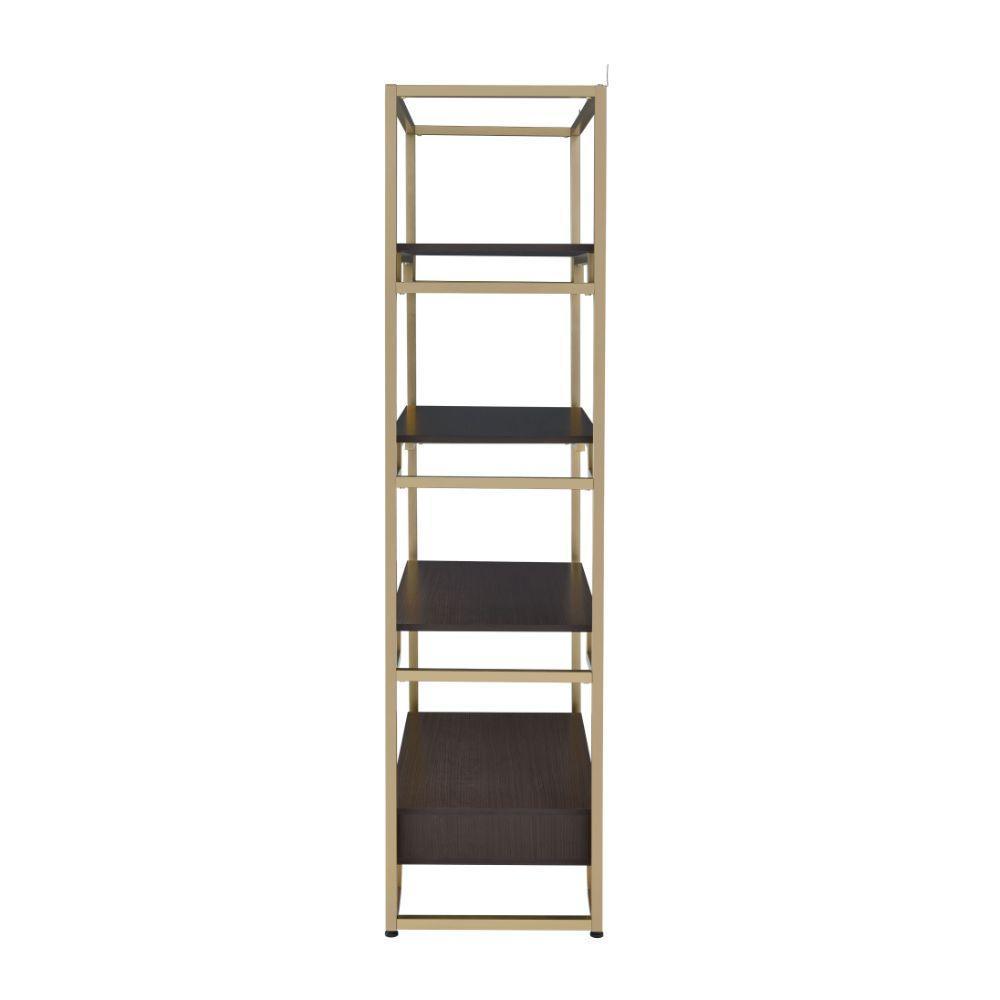 ACME Yumia Bookshelf, Gold & Clear Glass 92787 FredCo