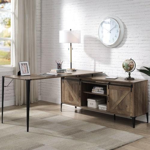 ACME Zakwani Writing Desk, Rustic Oak & Black Finish FredCo