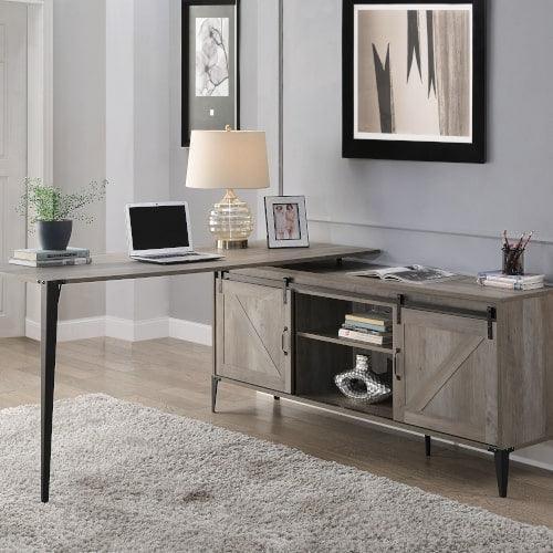 ACME Zakwani Writing Desk w/USB, Rustic Oak & Black FredCo