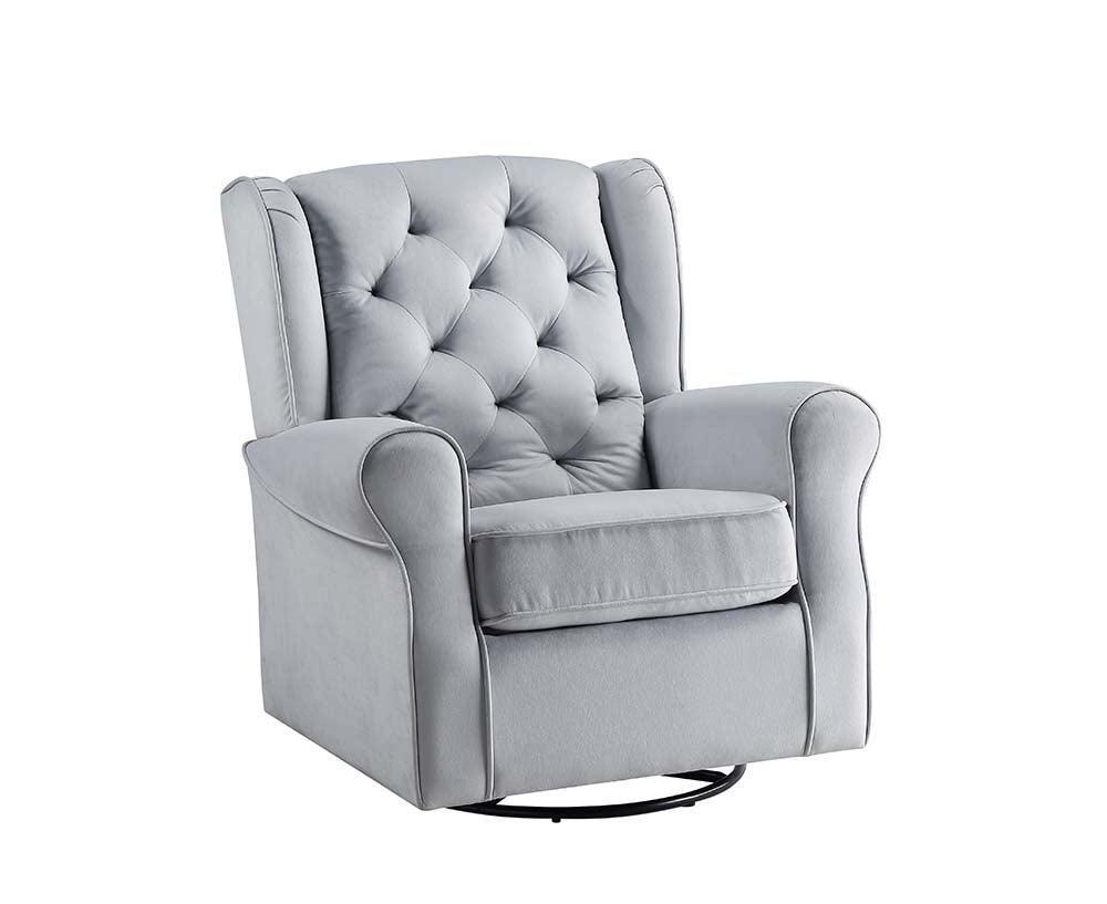 ACME Zeger Swivel Chair w/Glider , Gray Fabric FredCo