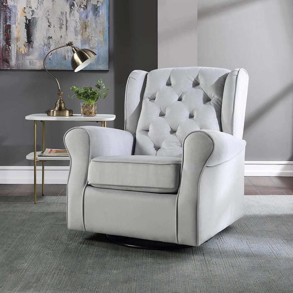 ACME Zeger Swivel Chair w/Glider , Gray Fabric FredCo