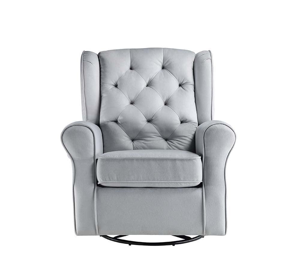 ACME Zeger Swivel Chair w/Glider , Gray Fabric FredCo