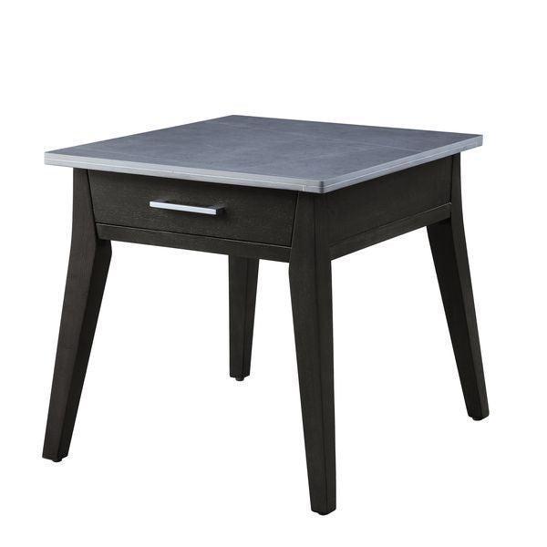 ACME Zemocryss End Table, Sintered Stone Top Marble Top & Dark Brown Finish FredCo
