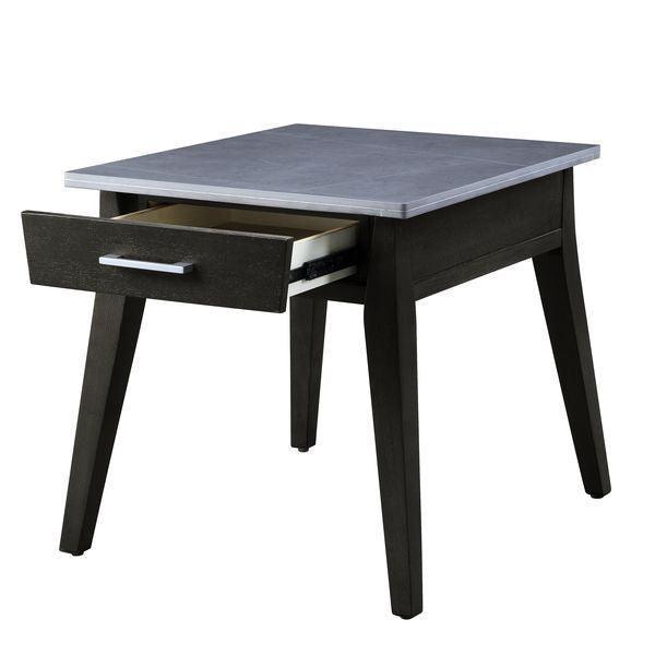 ACME Zemocryss End Table, Sintered Stone Top Marble Top & Dark Brown Finish FredCo