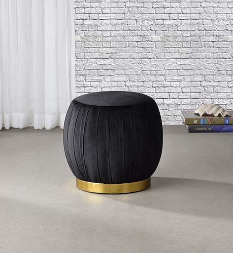 ACME Zinnia Ottoman, Black Velvet & Gold FredCo