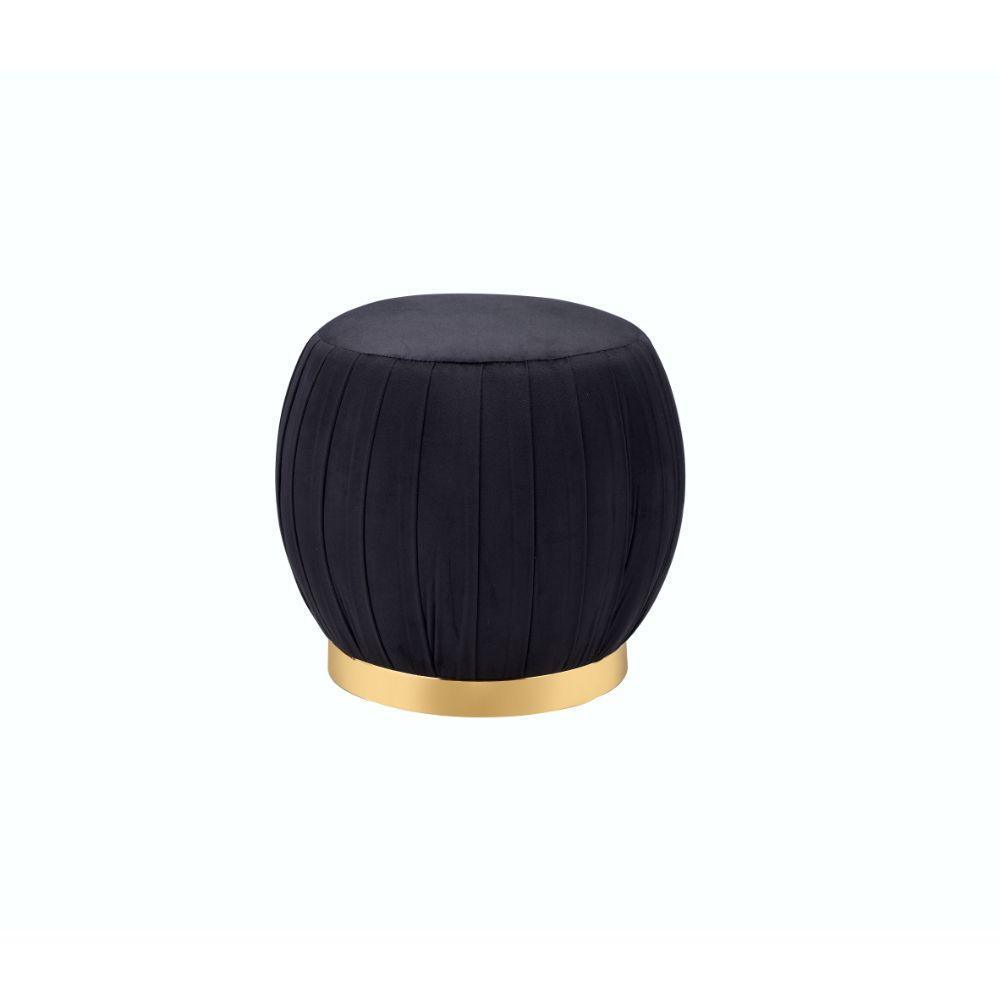ACME Zinnia Ottoman, Black Velvet & Gold FredCo