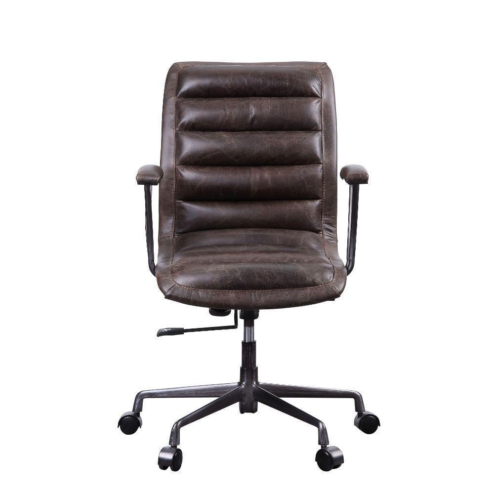 ACME Zooey Executive Office Chair, Distress Chocolate Top Grain Leather FredCo