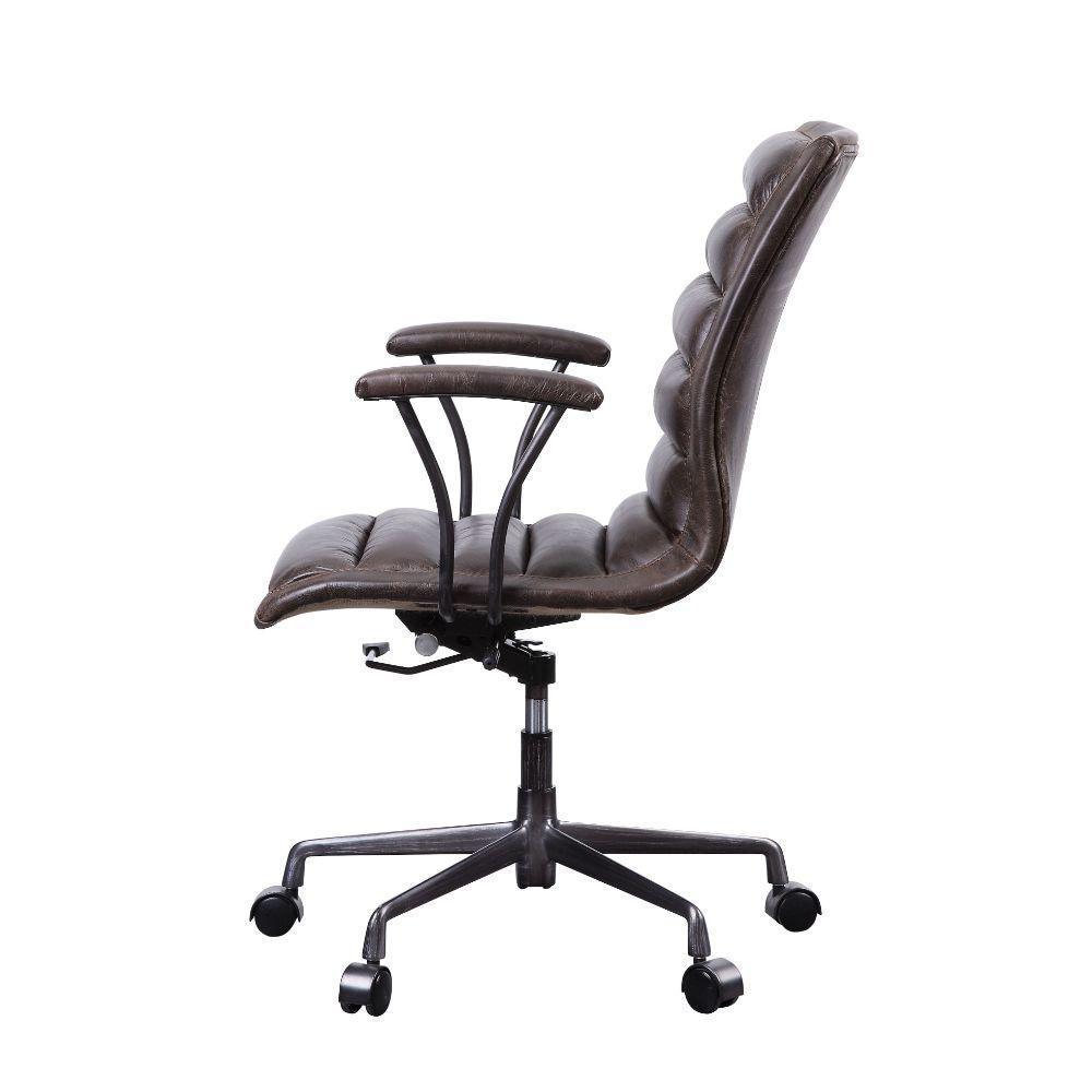 ACME Zooey Executive Office Chair, Distress Chocolate Top Grain Leather FredCo