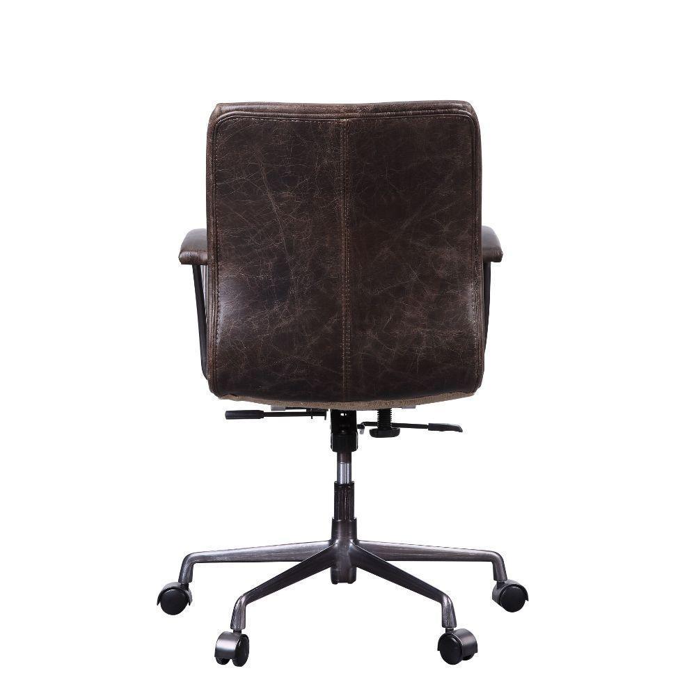 ACME Zooey Executive Office Chair, Distress Chocolate Top Grain Leather FredCo