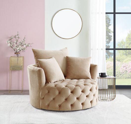 ACME Zunyas Accent Chair w/Swivel, Beige Velvet FredCo