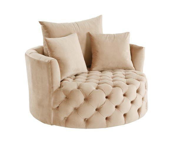 ACME Zunyas Accent Chair w/Swivel, Beige Velvet FredCo