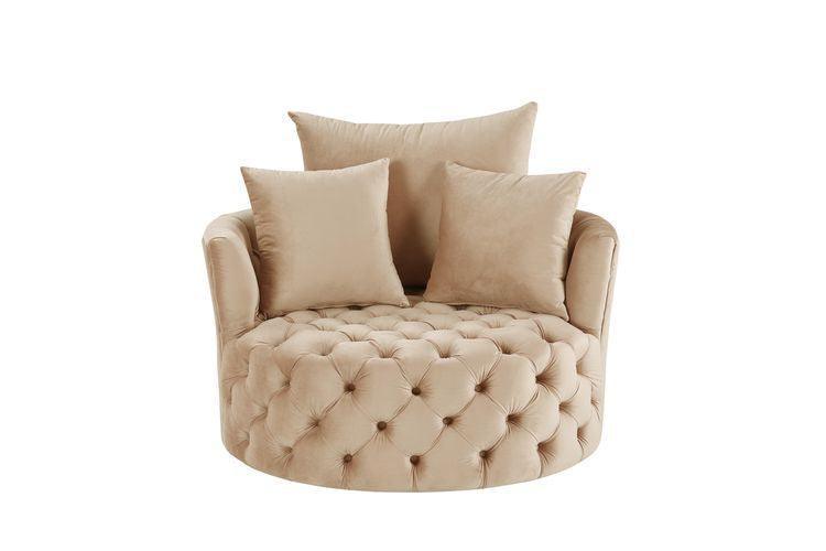 ACME Zunyas Accent Chair w/Swivel, Beige Velvet FredCo