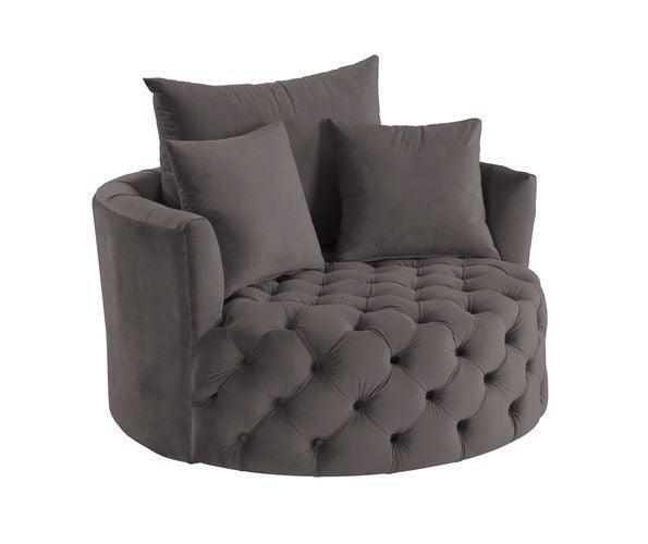 ACME Zunyas Accent Chair w/Swivel, Gray Velvet FredCo