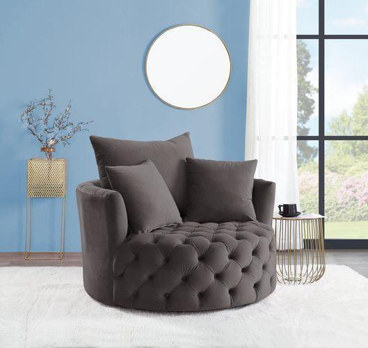 ACME Zunyas Accent Chair w/Swivel, Gray Velvet FredCo