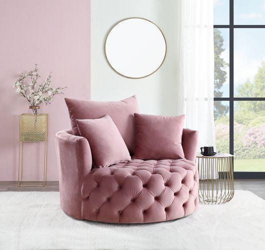 ACME Zunyas Accent Chair w/Swivel, Pink Velvet FredCo