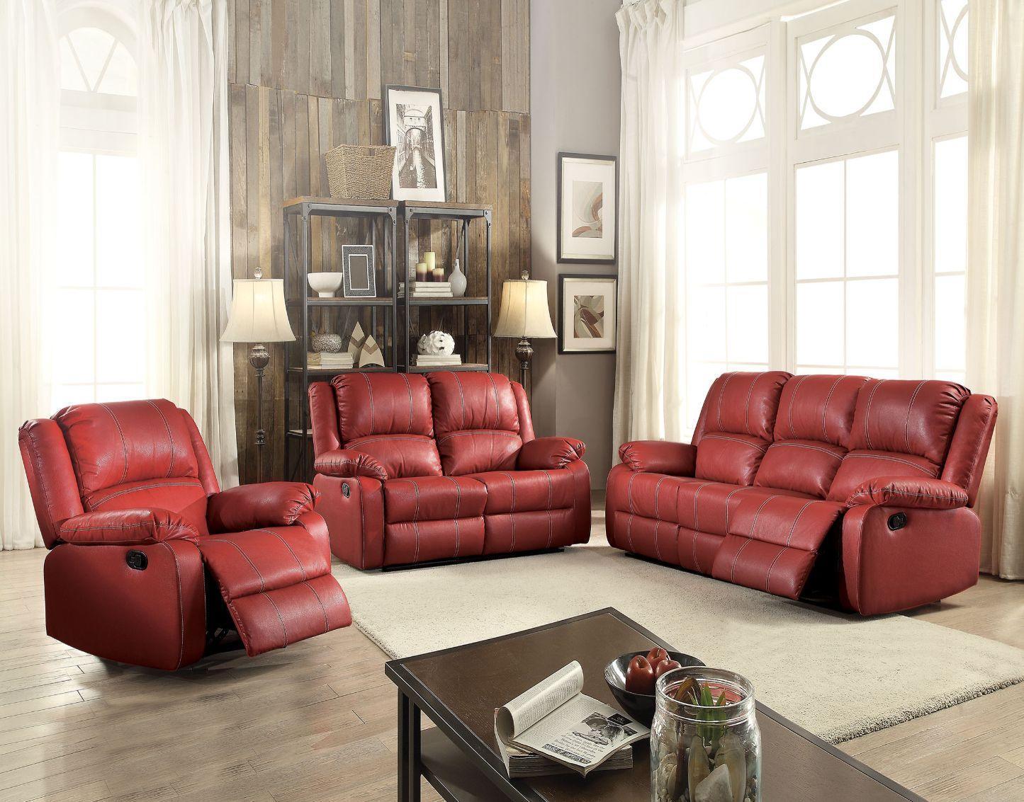 ACME Zuriel Sofa (Motion), Red PU FredCo
