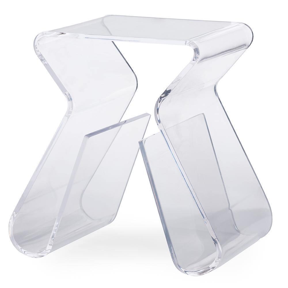 Acrylic End Table with Magazine Rack FredCo