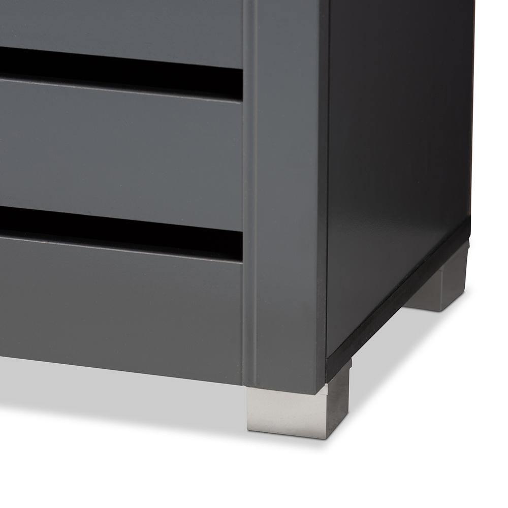 Adalwin Modern and Contemporary Dark Gray 2-Door Wooden Entryway Shoe Storage Cabinet FredCo