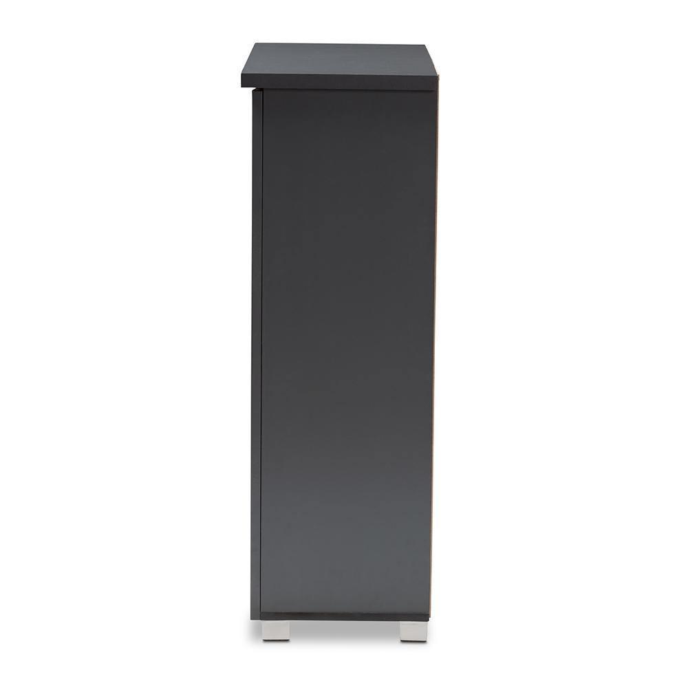 Adalwin Modern and Contemporary Dark Gray 2-Door Wooden Entryway Shoe Storage Cabinet FredCo
