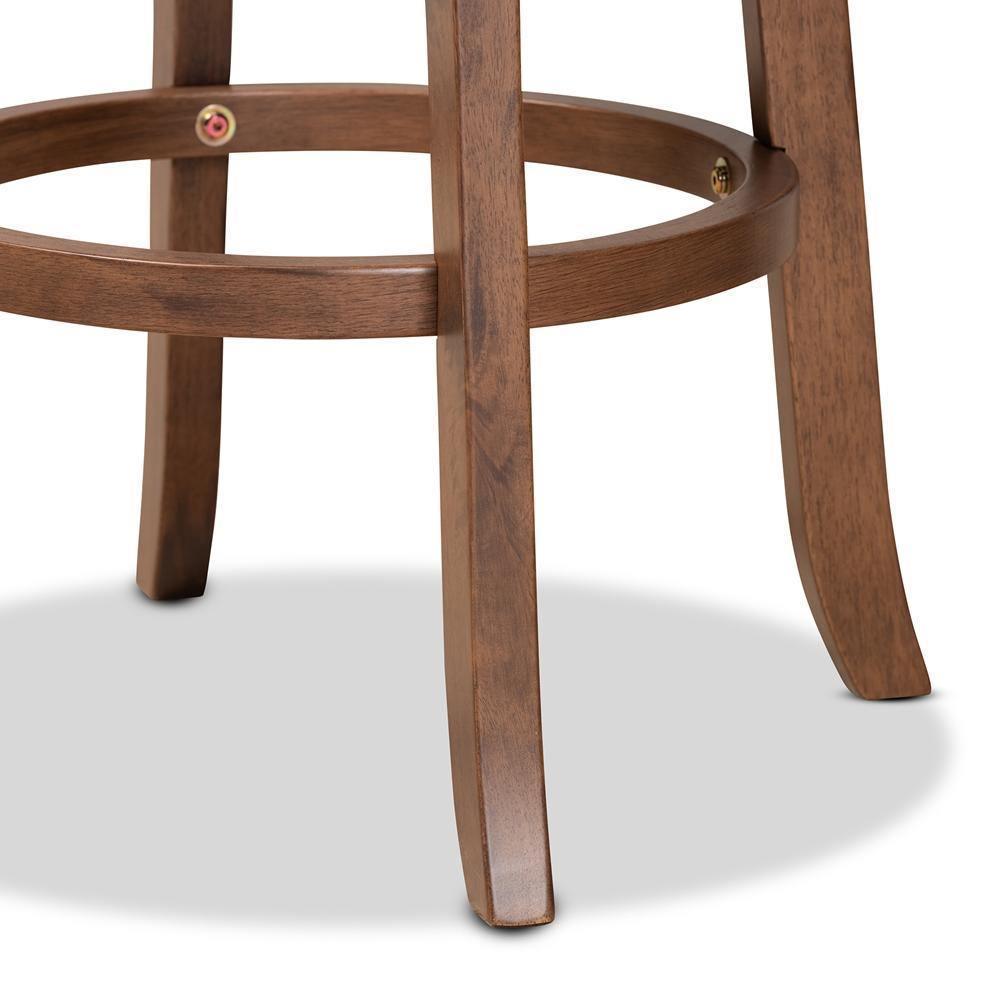 Adams Modern Transitional Distressed Brown Fabric Upholstered and Walnut Brown Finished Wood 2-Piece Bar Stool Set FredCo
