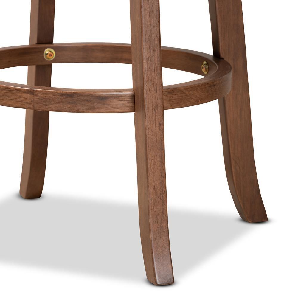 Adams Modern Transitional Distressed Grey Fabric Upholstered and Walnut Brown Finished Wood 2-Piece Bar Stool Set FredCo