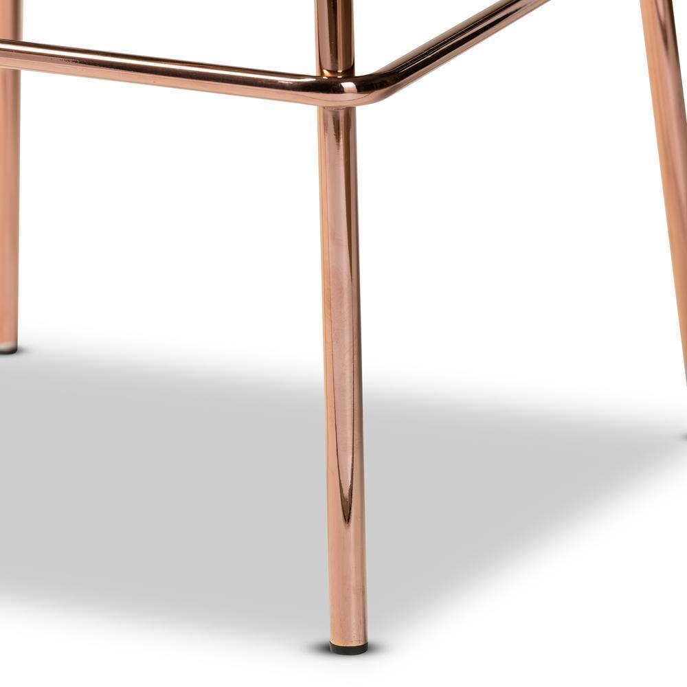 Addie Luxe and Glam Grey Velvet Fabric Upholstered and Rose Gold Finished 4-Piece Bar Stool Set FredCo