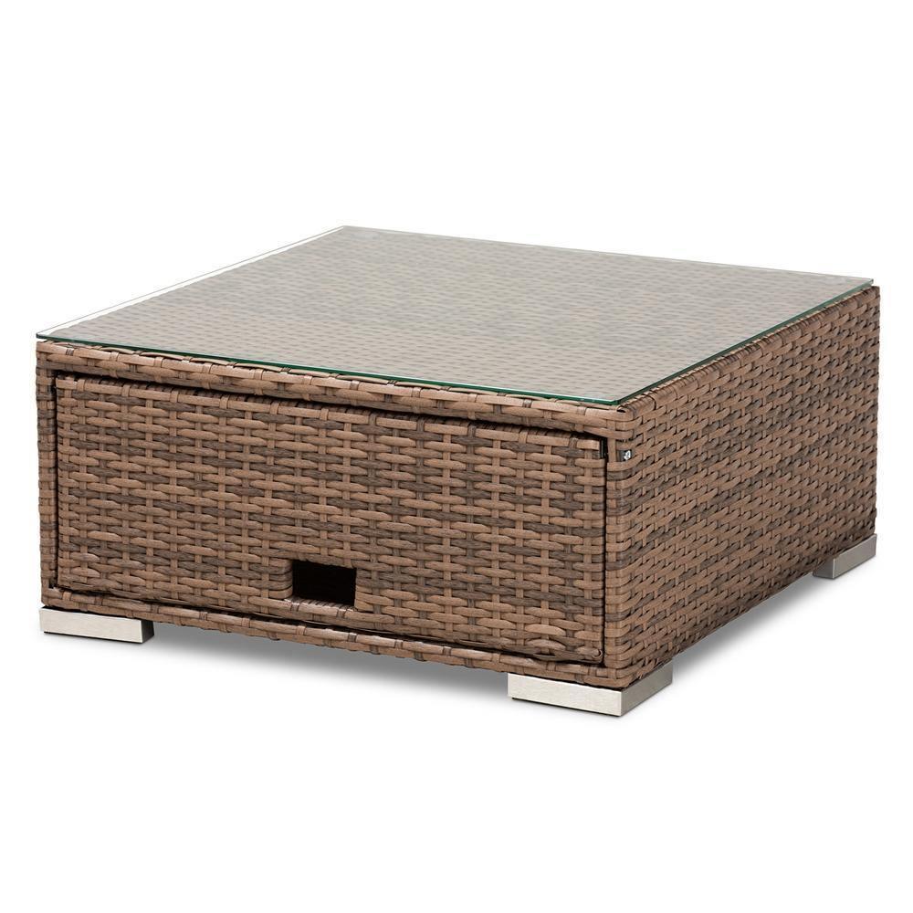 Addison Modern and Contemporary Light Brown Finished 3-Piece Rattan Patio Set with Adjustable Recliner FredCo