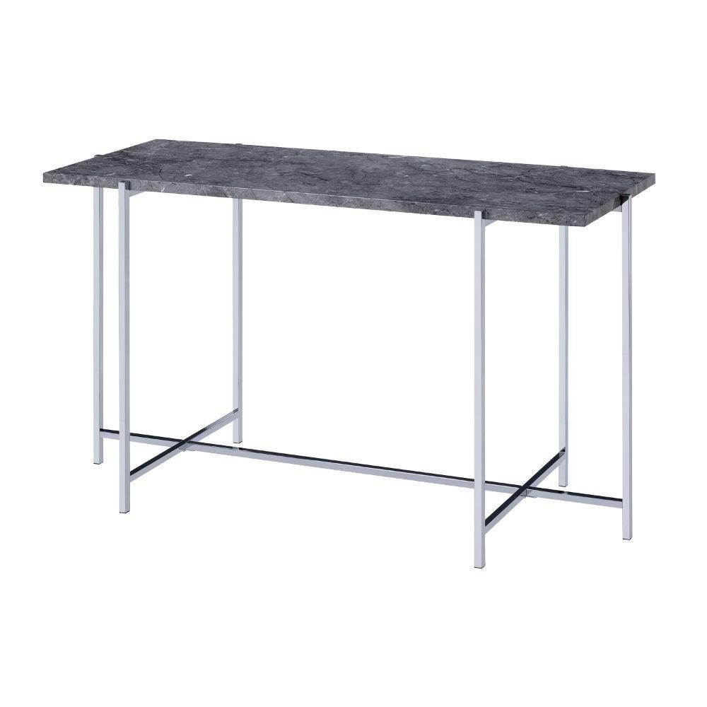 Adelae Sofa Table Faux Marble Top & Chrome FredCo
