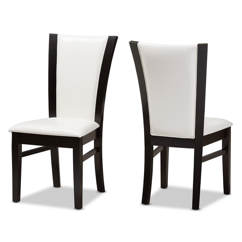 Adley Modern and Contemporary 5-Piece Dark Brown Finished White Faux Leather Dining Set FredCo