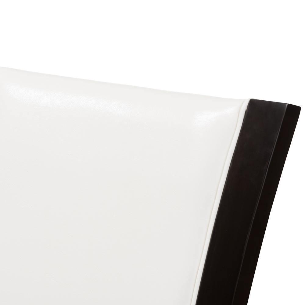 Adley Modern and Contemporary Dark Brown Finished White Faux Leather Dining Chair Set of 2 FredCo
