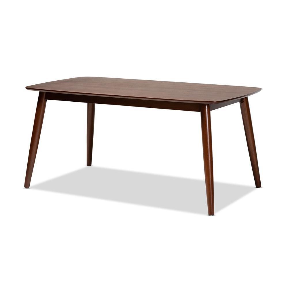 Aeron Mid-Century Modern Light Gray Fabric Upholstered Walnut Finished Wood 5-Piece Dining Set FredCo