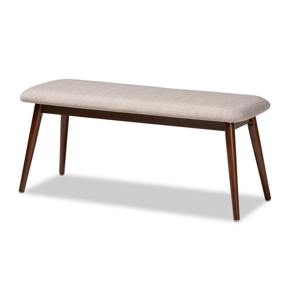 Aeron Mid-Century Modern Light Gray Fabric Upholstered Walnut Finished Wood 6-Piece Dining Set FredCo