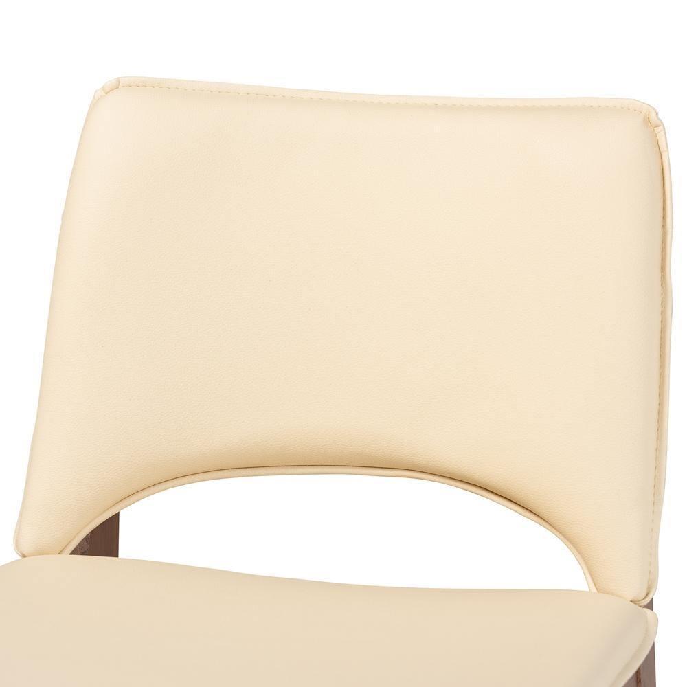 Afton Mid-Century Modern Beige Faux Leather Upholstered and Walnut Brown Finished Wood 2-Piece Dining Chair Set FredCo