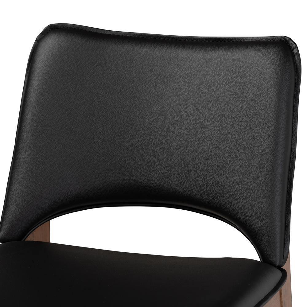 Afton Mid-Century Modern Black Faux Leather Upholstered and Walnut Brown Finished Wood 7-Piece Dining Set FredCo