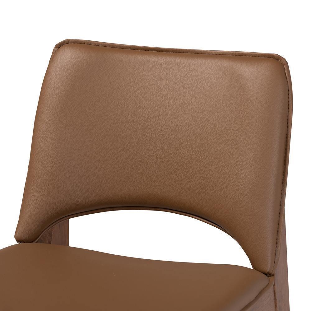 Afton Mid-Century Modern Brown Faux Leather Upholstered and Walnut Brown Finished Wood 7-Piece Dining Set FredCo